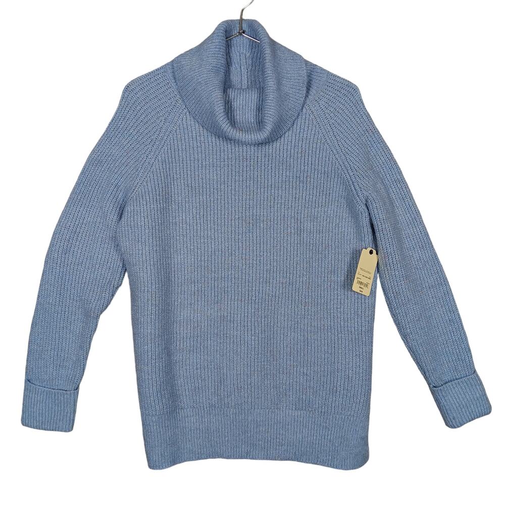 St John Bay Cowl Neck Sweater Size Small Light Blue with Lilac Specs NWT